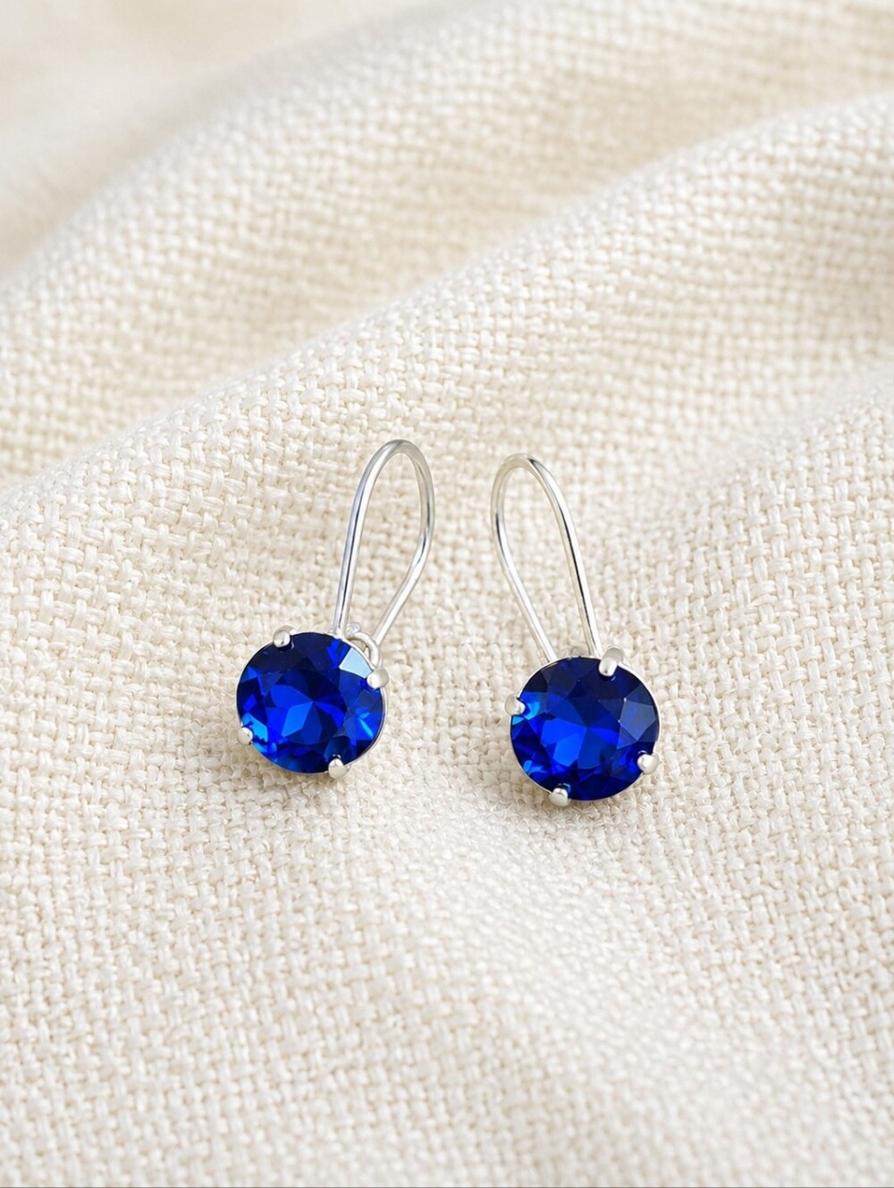 Blue Crystal Drop Earrings | Silver | Handmade